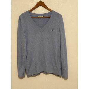 Vineyard Vines Men’s Logo V Neck Sweater Large Sky Blue Preppy Dad Core